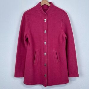 Brooks Brothers Womens Boiled Wool Toggle Coat Jacket Sz 1 SM Luxury Preppy Pink